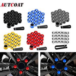 AUTCOAT 17mm 자동차 바퀴 너트 캡 보호 커버 캡 녹슬지 않는 자동 허브 나사 커버 자동차 타이어 너트 볼트 외부 장식