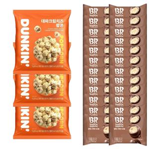 던킨 대파크림치즈 팝콘 15g 3개 + 엄마는외계인 초코볼, 32g 24개