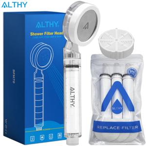 ALTHY 고압 SPA 휴대용 샤워 헤드 워터 필터, 염소 중금속 감소, 건성 피부 개선, 모발 비듬, 습진