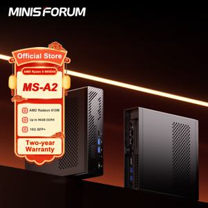 MINISFORUM MS A2 미니 PC AMD Ryzen 9 9955HX PC Windows 11 Pro 지원 96GB DDR5 64GB 1TB SSD U.2 NVME 지원 10G SFP+ PC 게임