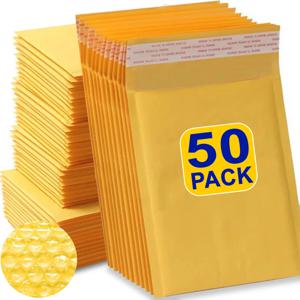10-50Pack 크래프트 버블 메일러 자체 밀봉 종이 봉투 포장용 방수 쿠션 패딩 폼 배송 가방