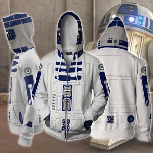 R2-D2 로봇 후드 로봇 스웨터 R2-D2 코스프레 의상 다스 베이더 스톰 트루퍼 지퍼 자켓 남성 여성 탑