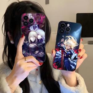 페이트 그랜드 세이버 알터 아이폰 16 15 14 13 12 11 X XR XS 8 7 Pro Max Plus Mini 블랙 커버 고급 휴대폰 케이스