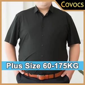 남성 플러스 사이즈 반팔 셔츠 클래식 비즈니스 티셔츠 소셜 화이트 블랙 레드 블루 탑 8XL 10XL 남성 의류 60-175KG