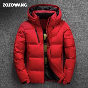 ZOZOWANG 고품질 화이트 오리 두꺼운 재킷 남자 코트 스노우 파카스 남성 따뜻한 후드 의류 겨울 남자 다운 재킷 윈드 브레이커 3XL 4XL 아우터웨어 블랙 레드