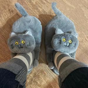귀여워 포옹 고양이 슬리퍼 여성 남성 겨울 홈 슬라이드 카와이 바닥 신발 모피 슬리퍼 소녀 흰색 뮬 재미 있은 귀여운 선물 슬리퍼