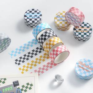 1pcs 바둑판 마스킹 테이프 15mm 멀티 컬러 체크 종이 Washi 테이프 학교 장식 스티커 일기 앨범 A6996