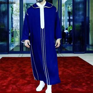 2025 전통 무슬림 의류, Eid 중동 주바 토브, 남성 토브 아랍 무슬림 가운, 긴팔, 남편 선물, 신제품