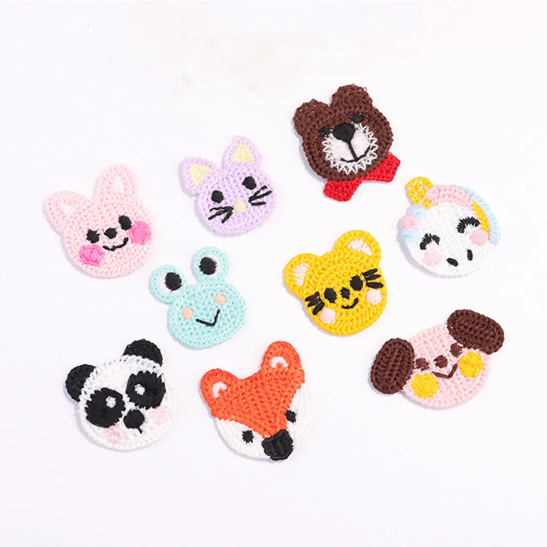 귀여운 니트 미니 동물 곰 강아지 스티커, 아이언 온 패치, 자수 아플리케, 의류 모자 패치, 30 개