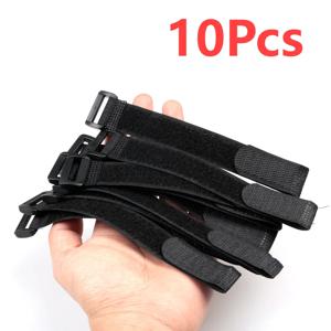 10pcs 재사용 가능한 낚싯대 타이 홀더 스트랩 멜빵 후크 패스너 루프 케이블 코드 타이 벨트 낚시 태클 용품