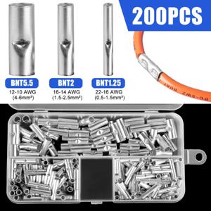 200PCS 비절연 버트 와이어 커넥터 페룰 전기 케이블 터미널 주석 도금 압착 터미널 0.5-6mm2 22-10AWG