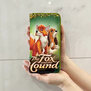디즈니 Fox and Hound Tod & Copper 애니메이션 서류 가방 지갑, 만화 지퍼 동전 가방, 캐주얼 지갑, 카드 보관 핸드백 선물