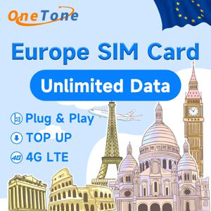 유럽 선불 데이터 SIM 카드, 무제한 4G 데이터 플러그 앤 플레이, 영국 스페인 프랑스 터키 SIM 카드, eSIM 전용 지지대