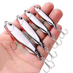 도금 은빛 금속 지그 미끼 바다 낚시 미끼, 바닷물 농어 태클, 10g, 15g, 20g, 25g, 30g, 5 개