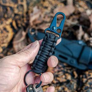 야외 키 체인 링 캠핑 Carabiner 군사 Paracord 코드 로프 캠핑 생존 키트 긴급 매듭 병따개 도구
