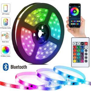 USB 블루투스 LED 스트립 조명 테이프, RGB5050, 5V 앱 제어, 24 키 원격 색상 변경 조명, TV 방 색상 변경