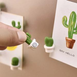 6pcs 선인장 자기 메시지 냉장고 자석 녹색 식물 화분 자석 선인장 공 3 차원 냉장고 자석