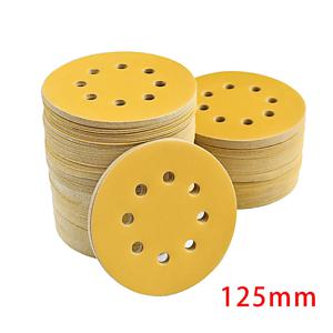 125mm 5 인치 8 홀 노란색 사포, 디스크 용 샌딩 그라인더 자동차 목공 금속 그라인딩 디스크 연마 연마 도구
