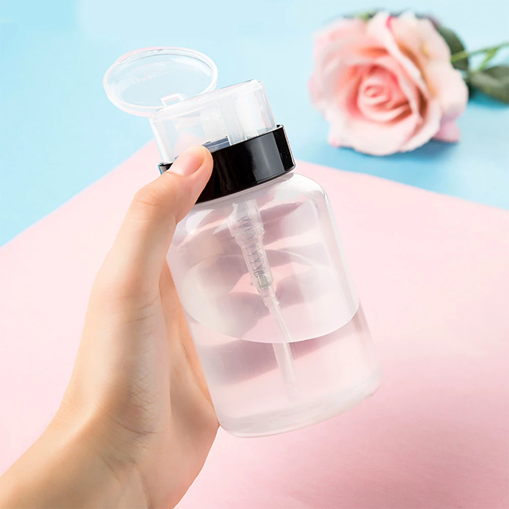200ML 빈 펌프 액체 알코올 프레스 매니큐어 리무버 클리너 병 네일 리필 용 병 디스펜서 매니큐어 용기