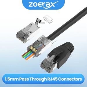 ZoeRax 10PCS CAT6A CAT7 커넥터, RJ45 커넥터는 CAT7 차폐, UL 등록 3구, 10PCS 스트레인 릴리프 부츠를 통과합니다.