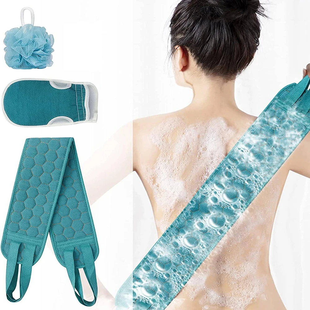 3pcs 엑스 폴리 에이 팅 목욕 타올 세트, 3 In 1 Back Bath Scrubbing, 바디 클리닝 수건, 부드러운 목욕 장갑, 샤워 볼 수세미