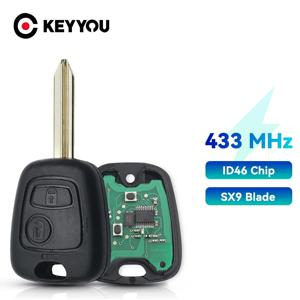 KEYYOU 2 버튼 교체 자동차 원격 제어 키 Citroen Saxo Picasso Xsara Berlingo SX9 블레이드 433MHz ID46 칩