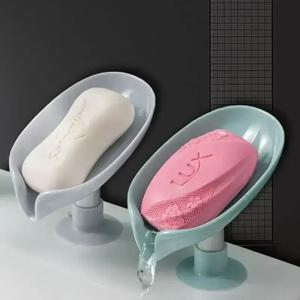 1pcs 배수 비누 홀더 잎 모양 비누 상자 흡입 컵 트레이 건조 랙 샤워 스폰지 컨테이너 주방 욕실 액세서리