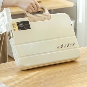 휴대용 파일 박스 플라스틱 투명 필통, A4 폴더, 잠금 손잡이, 서류 문구 보관 케이스, 사무실 정리함