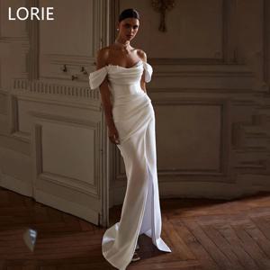 LORIE 오프 숄더 공주 웨딩 원피스 아플리케 새틴 코르셋 신부 드레스, 인어 웨딩 원피스, 맞춤형 2024