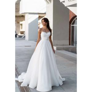 진주와 맞춤형 화이트 Strapless A 라인 웨딩 드레스 Simple Sweetheart vestidos de novia 바닥 길이 정장 이브닝 2025