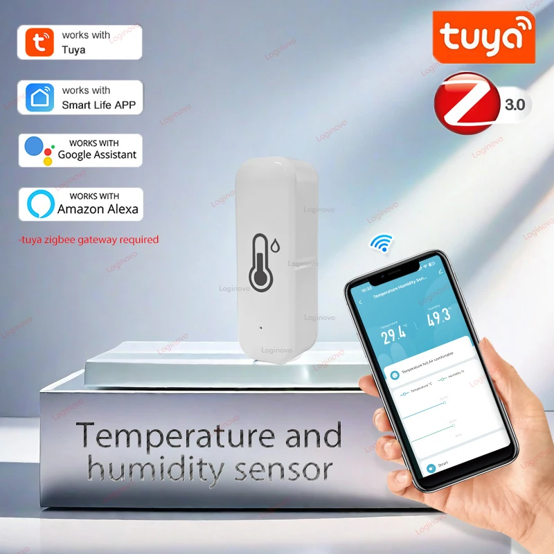 Tuya Zigbee 3.0 온도 및 습도 센서 미터 스마트 라이프 APP 홈 오토메이션 Alexa Google 용 배터리 구동 습도계