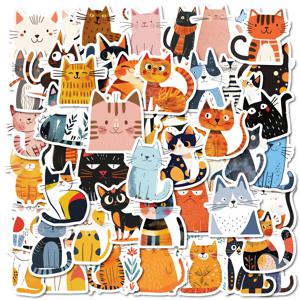 50 PCS 만화 고양이 방수 스티커 DIY 냉장고 노트북 노트북 노트북 컴퓨터 워터 컵 수하물 장식