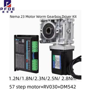 Nema 23 모터 웜 기어박스 드라이버 키트 NMRV030 기어 감속기 비율 5:1-80:1 스테퍼 모터 1.2N ~ 2.8Nm 하이브리드 모터 출력 14mm