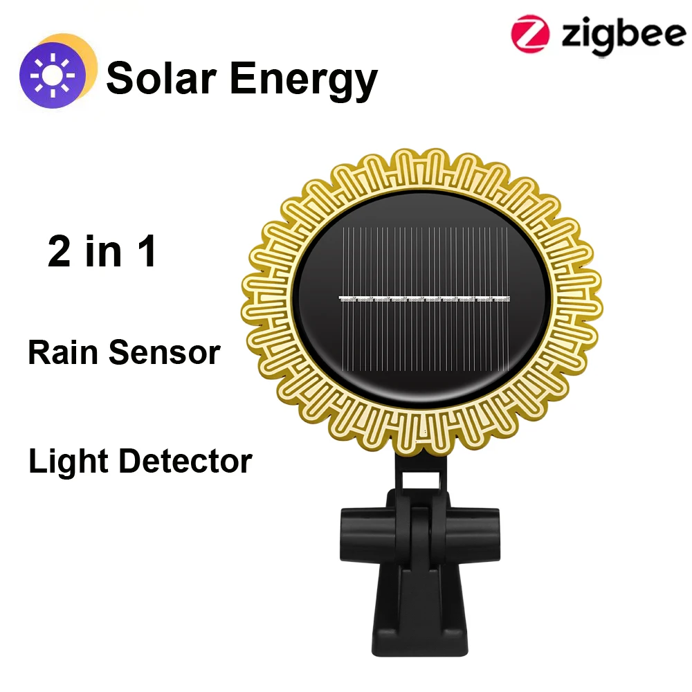 Tuya 스마트 Zigbee 햇빛 비 센서 태양열 충전 실시간 빗물 감지기 스마트 라이프 앱은 집 야외용으로 제어됩니다.