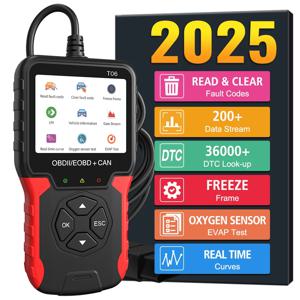 자동차 액세서리 obd2 스캐너 t06 체크 엔진 시스템 코드 리더 다국어 지원 자동차 진단 도구 배터리 테스터