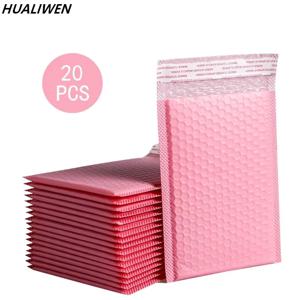 20Pcs 핑크 폴리 버블 메일러 패딩 봉투 셀프 인감 패딩 봉투 선물 가방 책에 대 한 블랙 포장 봉투 가방