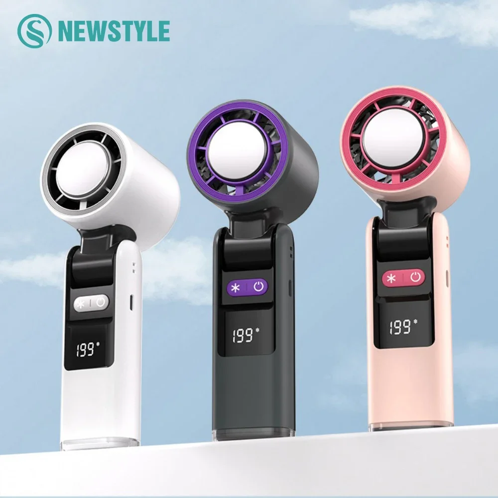 미니 아이스 압축 휴대용 터보 제트 팬 199가지 풍속 조절 가능 4000mAh USB 충전식 휴대용 선풍기 야외 터보 넥 팬