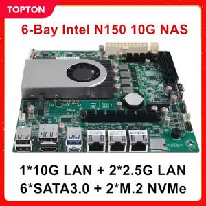 Topton Intel Twin Lake N150 4코어 ITX NAS 마더보드 6*SATA3.0 2*NVMe 1*10G 2*2.5G LAN DDR5 SODIMM 방화벽 홈 서버 보드