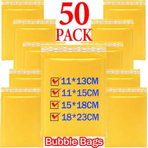 10-50PCS 크래프트 종이 버블 봉투 가방 다른 크기 메일러 씰 접착 배송 가방 방수 버블 메일링 가방