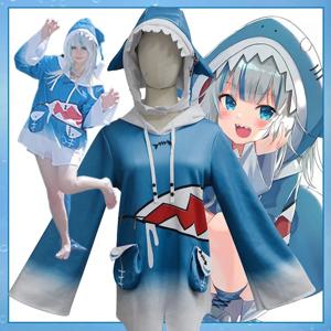 재고 있음 Hololive ENG Gawr Gura 코스프레 의상 귀여운 상어 의상 여성용 후드 할로윈 Youtuber Cosplay