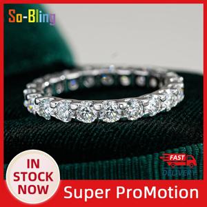 So-Bling S925 스털링 실버 반지 여성을위한 우아한 고급 큐빅 지르코니아 반지 신부 웨딩 약혼 여성 트렌디 쥬얼리