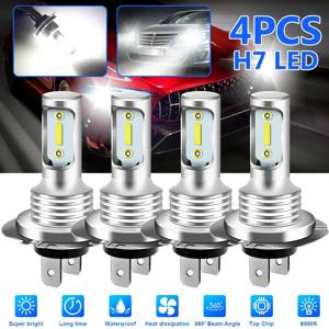 4 PCS H7 LED 헤드 라이트 전구 높은 낮은 빔 6000K 슈퍼 화이트 조명 자동차 안개 조명 자동 DRL H4 H8 H8 H11 Cob 칩 12V 24V 80W