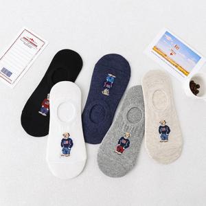 5 쌍 남여 남성 양말 5 색 여름 새 만화 곰 면화 보트 양말 가볍고 편안한 땀 흡수 보이지 않는 양말