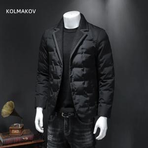 남성용 화이트 덕 다운 재킷, 따뜻한 두꺼운 블레이저, 고품질 80% 화이트 덕 다운 재킷, 90% 겨울 코트, 2023 신상