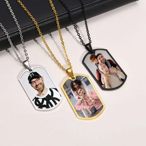 남자는 조각 이름을 사용자 정의 가족 펜던트 목걸이의 사진, 그림 단어 날짜 펜던트 Dogtag, 사랑 기념품 선물을 사용자 정의
