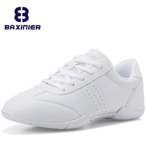 BAXINIER-청소년 소녀 화이트 치어 리더 댄스 신발, 운동 훈련, 테니스, 워킹, 경량 경연 치어 리더 스니커즈
