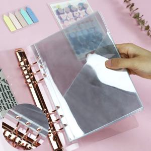 5pcs A5 경사 포켓 바인더 리필 가방 A6 A7 PVC 티켓 스티커 보관 가방 6 홀 저널 투명 주최자