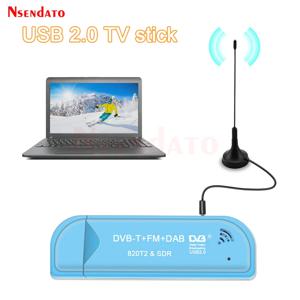 디지털 스마트 DVB-T SDR TV 스틱 튜너, DVB-T + FM + DAB RTL SDR TV 수신기 동글, 창문용 안테나 포함, RTL2832U 및 R820T2, USB2.0