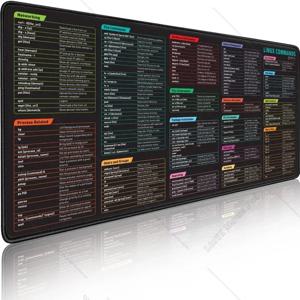 Linux 명령 라인 XXL 대형 마우스 패드 치트 시트 마우스 패드 Ubuntu 유닉스 프로그래머에 바로가기 미끄럼 방지 고무 게임 데스크 매트