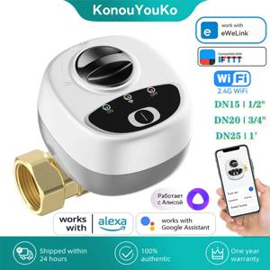 eWelink APP WiFi 스마트 밸브 DN15/DN20/DN25 물 가스 차단 Alexa Google Alice EU 플러그 용 자동 볼 밸브 제어